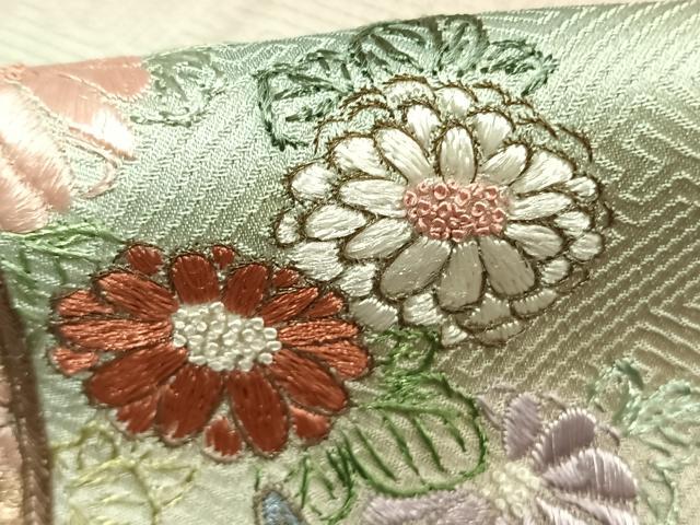 平和屋着物●訪問着 総刺繍 御所車花文 暈し染め 正絹 逸品 AABK8028fy