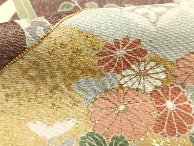 平和屋着物●訪問着 駒刺繍 草花文 金彩 正絹 逸品 AABK8035fy