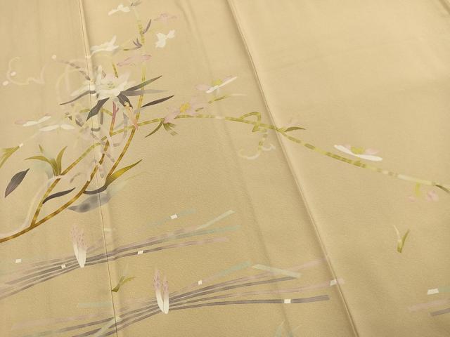 平和屋着物●京加賀友禅 百貫石峰 訪問着 草花文 正絹 逸品 AABK8044fy