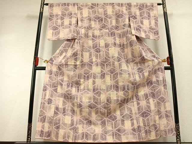平和屋着物●上質な紬 絞り 亀甲文 正絹 逸品 AABK8051fy