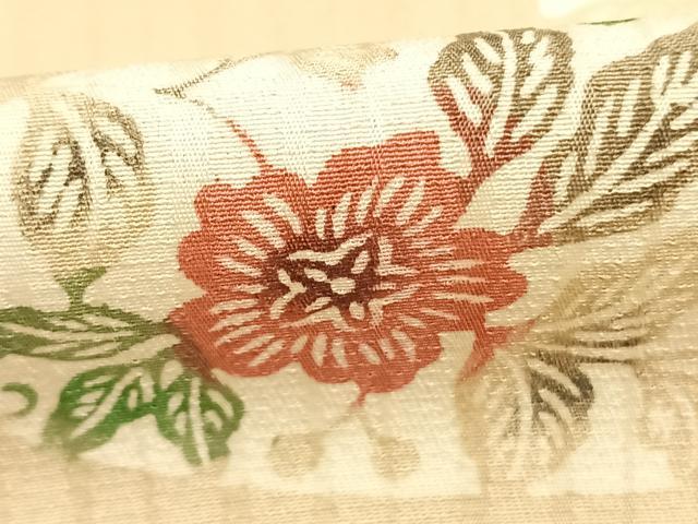 平和屋着物●上質な小紋 型染め 花唐草文 正絹 逸品 未使用 AABK8057fy