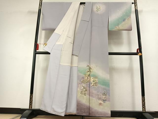 平和屋着物●訪問着 色紙人物文 暈し染め 正絹 逸品 AABK8060fy