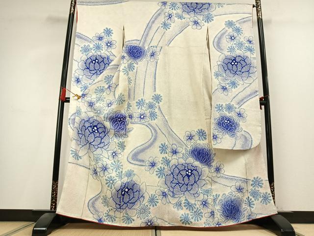 平和屋着物●豪華振袖 総絞り 舞花文 暈し染め 正絹 逸品 AABK8071fy