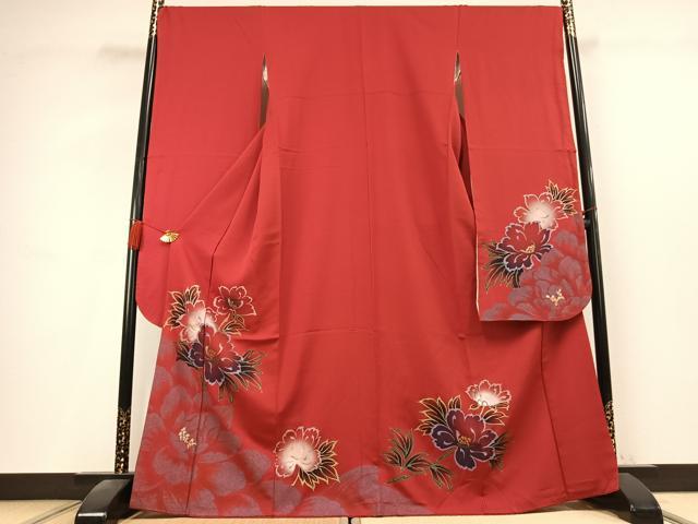 平和屋着物●豪華振袖 草花文 暈し染め 金彩 正絹 逸品 AABK8072fy