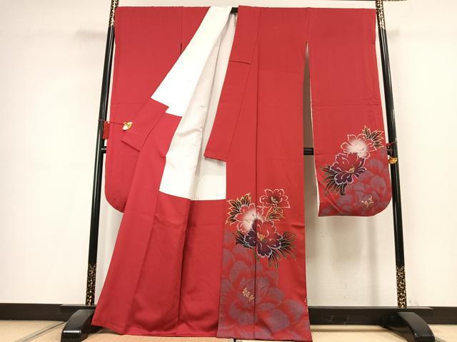 平和屋着物●豪華振袖 草花文 暈し染め 金彩 正絹 逸品 AABK8072fy