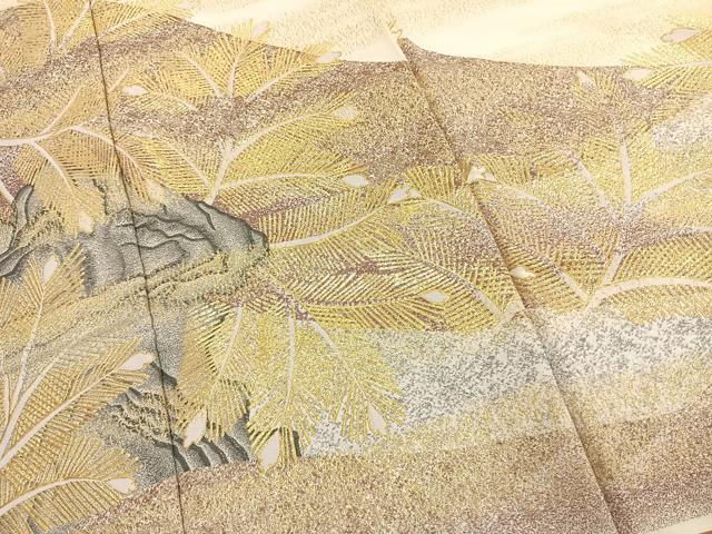 平和屋着物●ファッションデザイナー HIROKO KOSHINO コシノヒロコ 色留袖 寿光織 風景文 金糸 仮絵羽 正絹 逸品 未使用 AABK8075fy