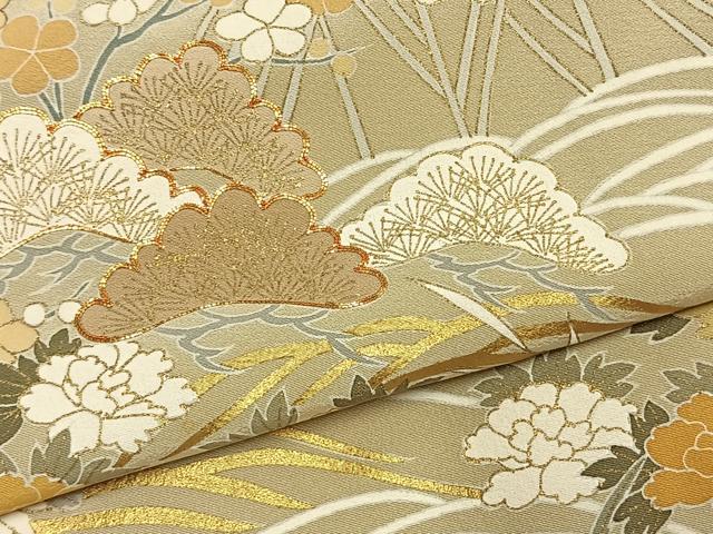 平和屋着物●創業460年・千總 色留袖 駒刺繍 草花文 金彩 正絹 逸品 AABK8076fy