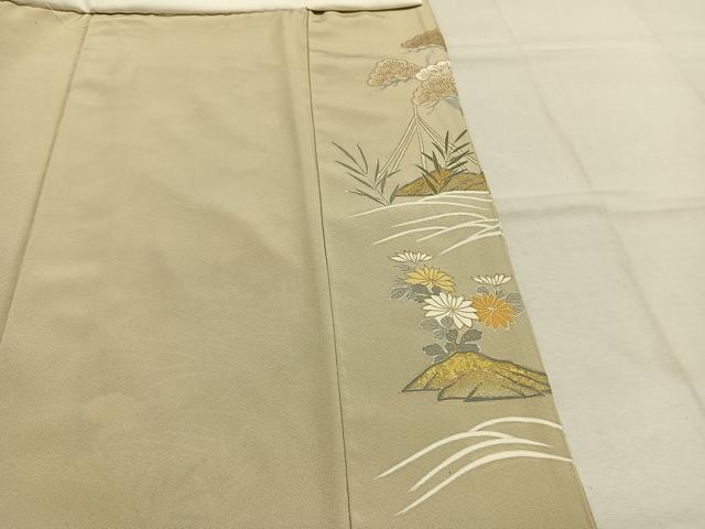平和屋着物●創業460年・千總 色留袖 駒刺繍 草花文 金彩 正絹 逸品 AABK8076fy