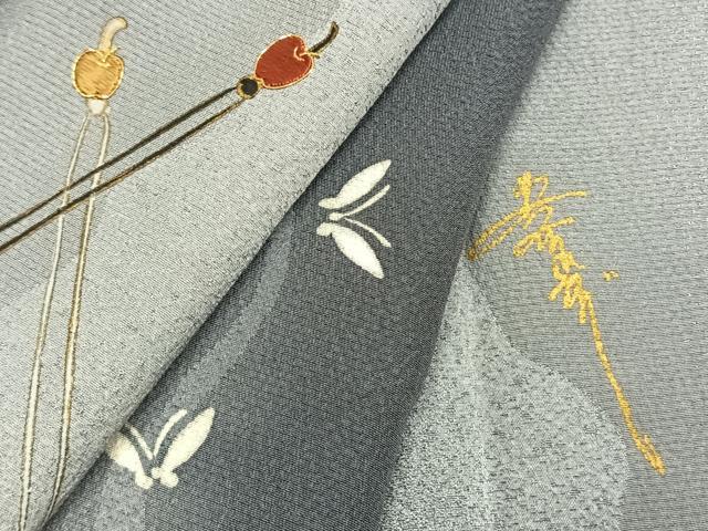 平和屋着物●美空ひばり 訪問着 駒刺繍 舞蝶間道 暈し染め 正絹 逸品 AABK8077fy
