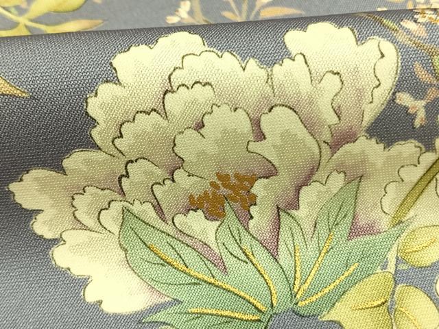 平和屋着物●上質な小紋 草花文 金彩 正絹 逸品 AABK8078fy