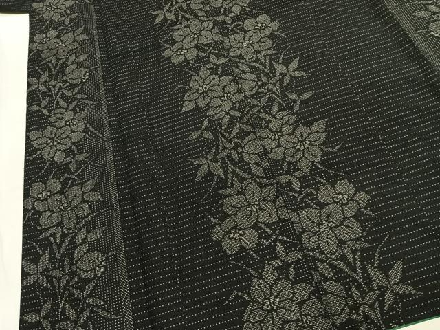 平和屋着物●結城紬 100亀甲 草花文 正絹 逸品 AABK8083fy