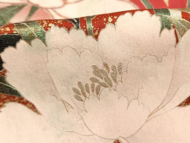 平和屋着物●豪華振袖 草花文 暈し染め 金彩 京都きもの友禅扱い 正絹 逸品 AABK8089fy