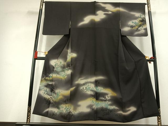 平和屋着物●訪問着 枝葉シルエット 暈し染め 正絹 逸品 AABK8096fy