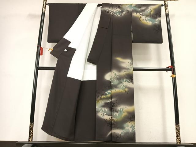 平和屋着物●訪問着 枝葉シルエット 暈し染め 正絹 逸品 AABK8096fy