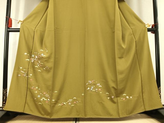 平和屋着物●訪問着 総刺繍 松 梅 宝尽くし文様 金糸 正絹 逸品 AABK8098fy