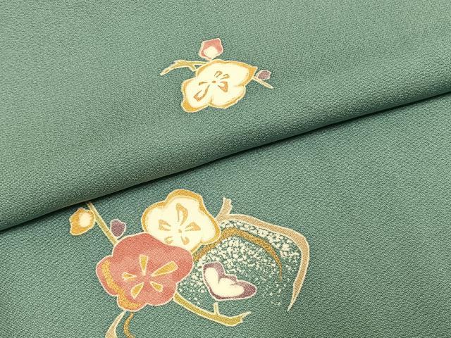 平和屋着物●上質な小紋 枝花文 金彩 正絹 逸品 AABK8099fy