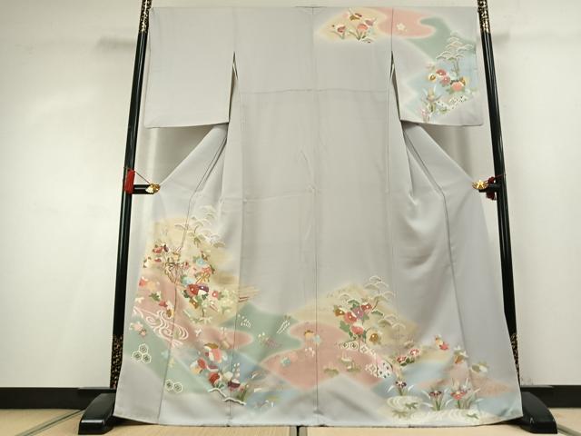 平和屋着物●訪問着 扇面花文 暈し染め 金彩 正絹 逸品 AABK8100fy