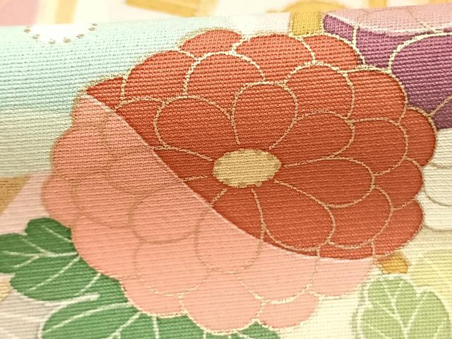 平和屋着物●訪問着 扇面花文 暈し染め 金彩 正絹 逸品 AABK8100fy