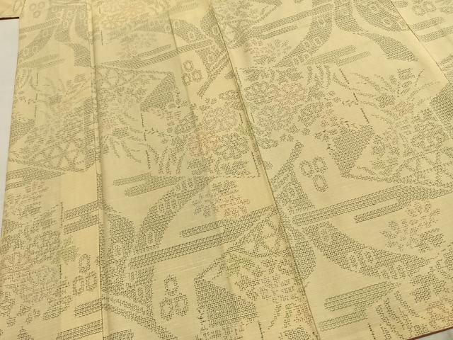 平和屋着物●本場手織結城紬 80亀甲 草花文 証紙付き 正絹 逸品 未使用 AABK8105fy
