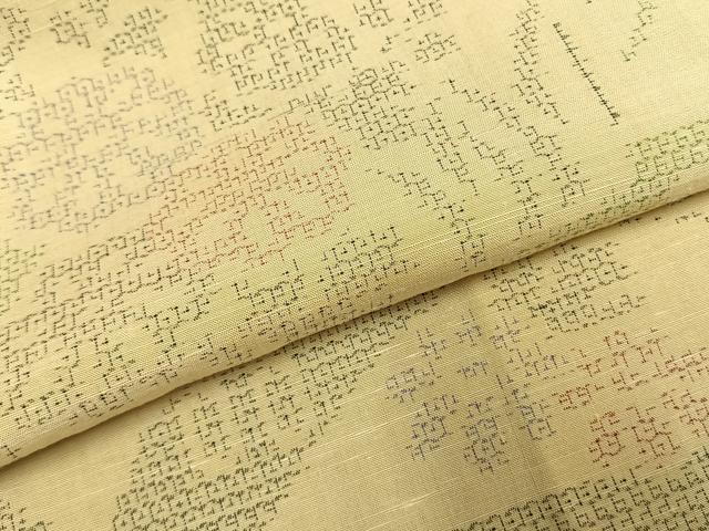 平和屋着物●本場手織結城紬 80亀甲 草花文 証紙付き 正絹 逸品 未使用 AABK8105fy