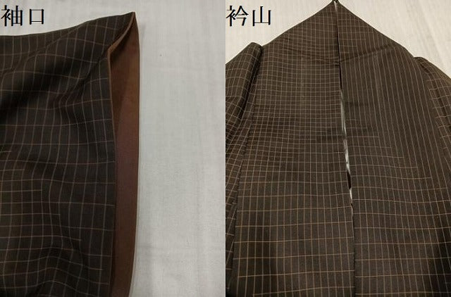 平和屋着物●本場縞大島紬 格子 伊勢丹扱い 正絹 逸品 AABK8122ph