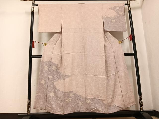 平和屋着物●訪問着 絞り 草花文 暈し染め 正絹 逸品 AABK8125ph