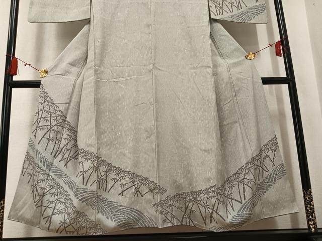 平和屋着物●訪問着 紬地 笹竹文 正絹 逸品 AABK8141ph