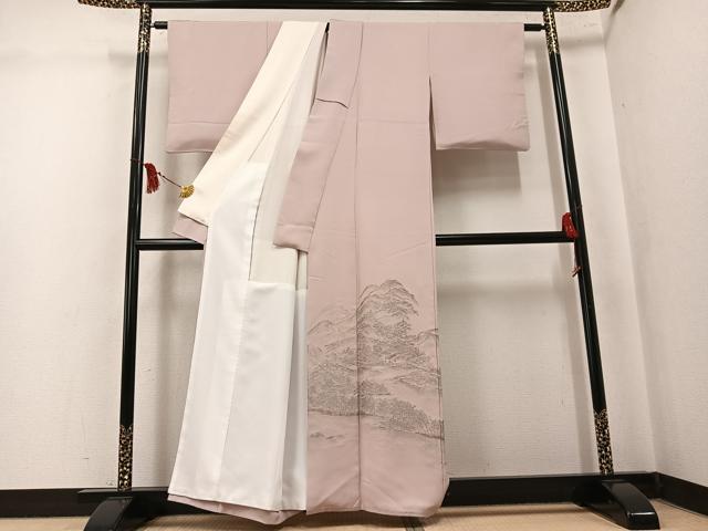 平和屋着物●豪華色留袖 寿光織 風景文 銀糸 正絹 逸品 AABK8142ph