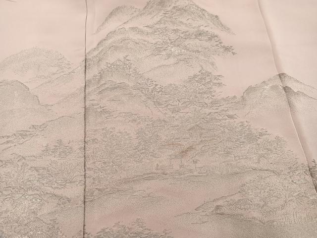 平和屋着物●豪華色留袖 寿光織 風景文 銀糸 正絹 逸品 AABK8142ph