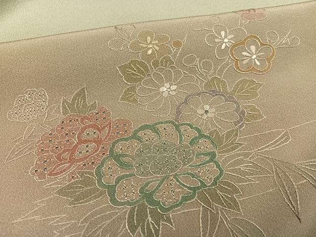 平和屋着物●中国三大刺繍 汕頭刺繍 スワトウ刺繍 訪問着 総刺繍 草花文 暈し染め 正絹 逸品 AABK8144ph