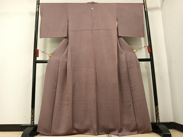 平和屋着物●上質な色無地 草花地紋 梅染色 正絹 逸品 AABK8147ph