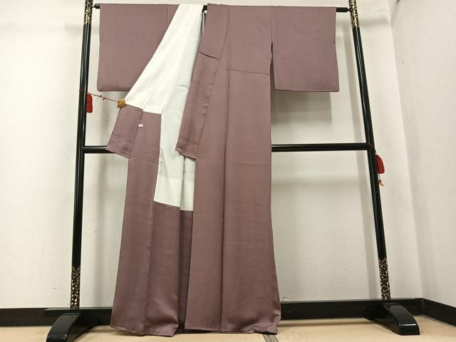 平和屋着物●上質な色無地 草花地紋 梅染色 正絹 逸品 AABK8147ph