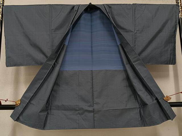 平和屋着物●男性 大島紬 アンサンブル 格子 反端付き 正絹 逸品 未使用 AABK8152ph