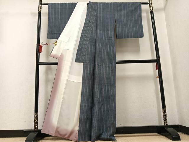 平和屋着物●上質な紬 間道 正絹 逸品 AABK8155ph
