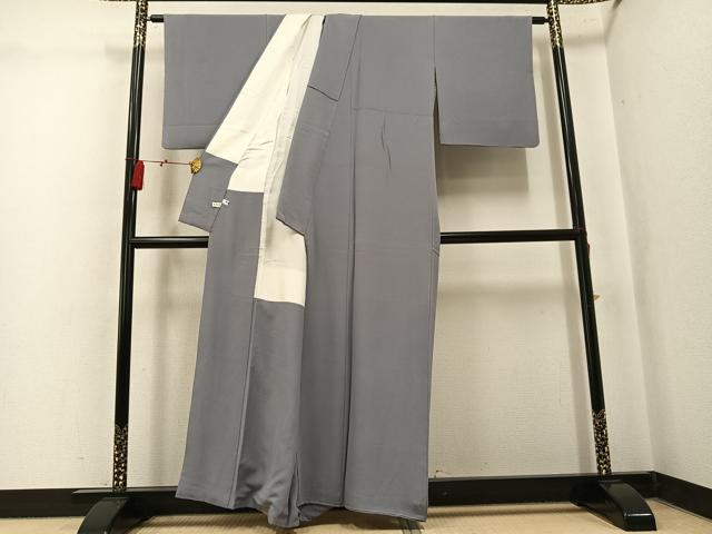 平和屋着物●上質な色無地 銀鼠色 正絹 逸品 AABK8161ph
