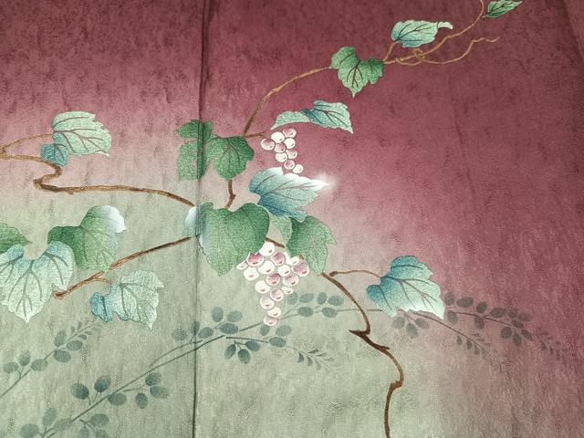 平和屋着物●訪問着 刺繍 葡萄 栗鼠 暈し染め 金銀彩 やまと誂製 正絹 逸品 AABK8165ph