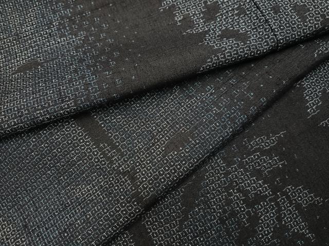 平和屋着物●結城紬 100亀甲 莢豌豆 正絹 逸品 AABK8167ph