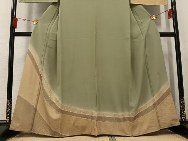 平和屋着物●訪問着 作家物 絞り 吉祥花文 暈し染め 金彩 正絹 逸品 AABK8171ph