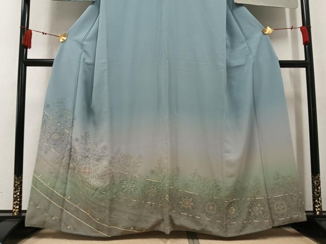 平和屋着物●中国三大刺繍 汕頭刺繍 スワトウ刺繍 訪問着 総刺繍 草花文 暈し染め 正絹 逸品 AABK8172ph
