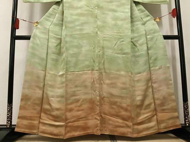 平和屋着物●ろう彩工芸 奥村一心 訪問着 霞文 暈し染め 正絹 逸品 AABK8178ph