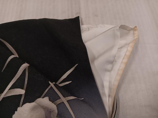 平和屋着物●訪問着 作家物 高田昭 草花文 暈し染め 黒地 正絹 逸品 AABK8179ph