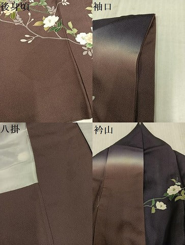 平和屋着物●訪問着 駒刺繍 風景枝花文 暈し染め 金彩 正絹 逸品 AABK8190ph