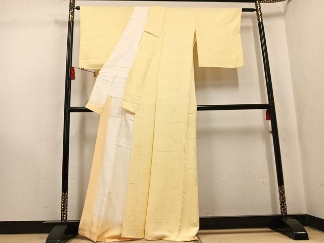 平和屋着物●上質な色無地 青海波地紋 砥粉色 正絹 逸品 AABK8193ph