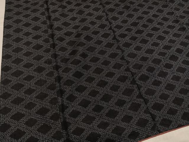 平和屋着物●本場結城玉紬 80亀甲 菱文 結織苑 証紙付き 正絹 逸品 AABK8194ph