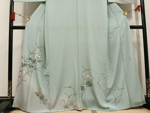 平和屋着物●訪問着 作家物 草花文 暈し染め 鈴乃屋扱い 正絹 逸品 AABK8197ph