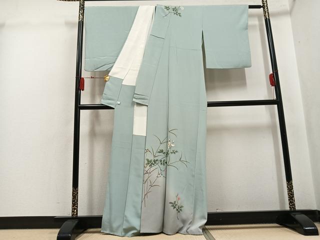 平和屋着物●訪問着 作家物 草花文 暈し染め 鈴乃屋扱い 正絹 逸品 AABK8197ph