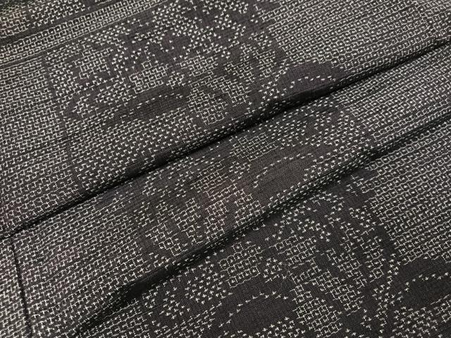 平和屋着物●結城紬 100亀甲 草花文 正絹 逸品 AABK8208ph