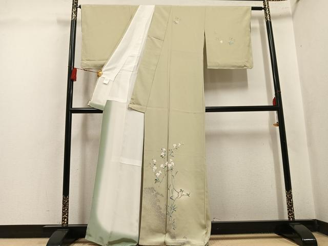 平和屋着物●訪問着 友禅 枝花文 暈し染め 正絹 逸品 未使用 AABK8210ph
