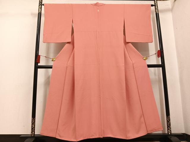平和屋着物●上質な色無地 曙色 正絹 逸品 AABK8211ph