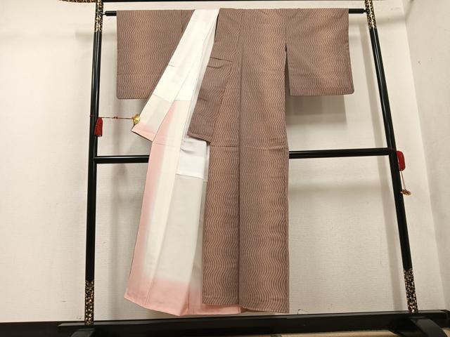 平和屋着物●結城紬 波 証紙付き 正絹 逸品 AABK8219ph